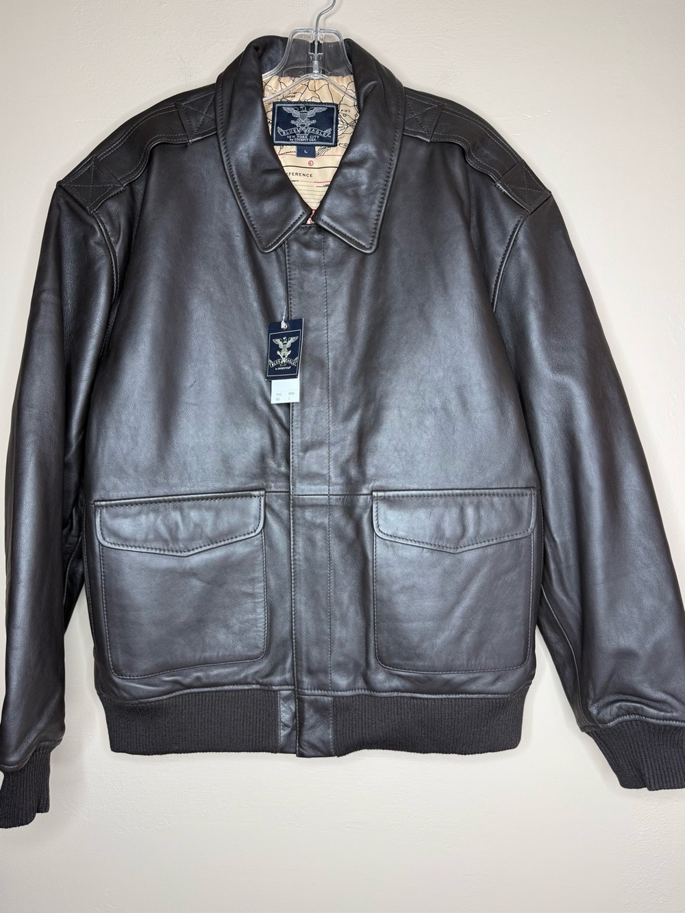 NWT Cockpit USA Antique Lambskin Leather Jacket Dark Brown Size Large $750 MSRP